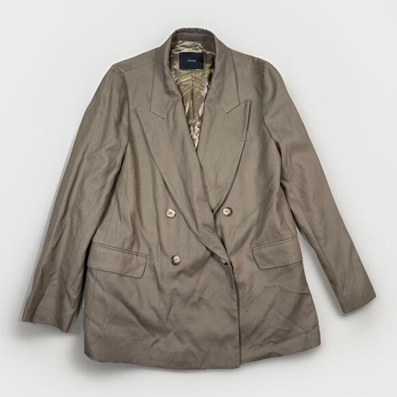 JOSEPH Jaden Twill Blazer Jacket FR42 US Large Lined Double-Breasted Beige - Picture 2 of 10